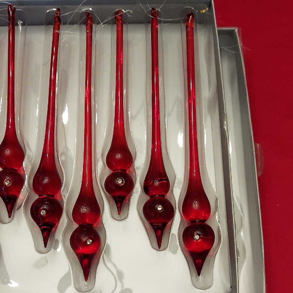 Pier 1 Red Glass Holiday Ornaments Set - Picture 5 of 5